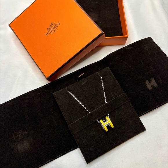 Hermès Pop H Necklace Regular Size Yellow Palladium (Not Mini) NIB Silver tone - Picture 7 of 12
